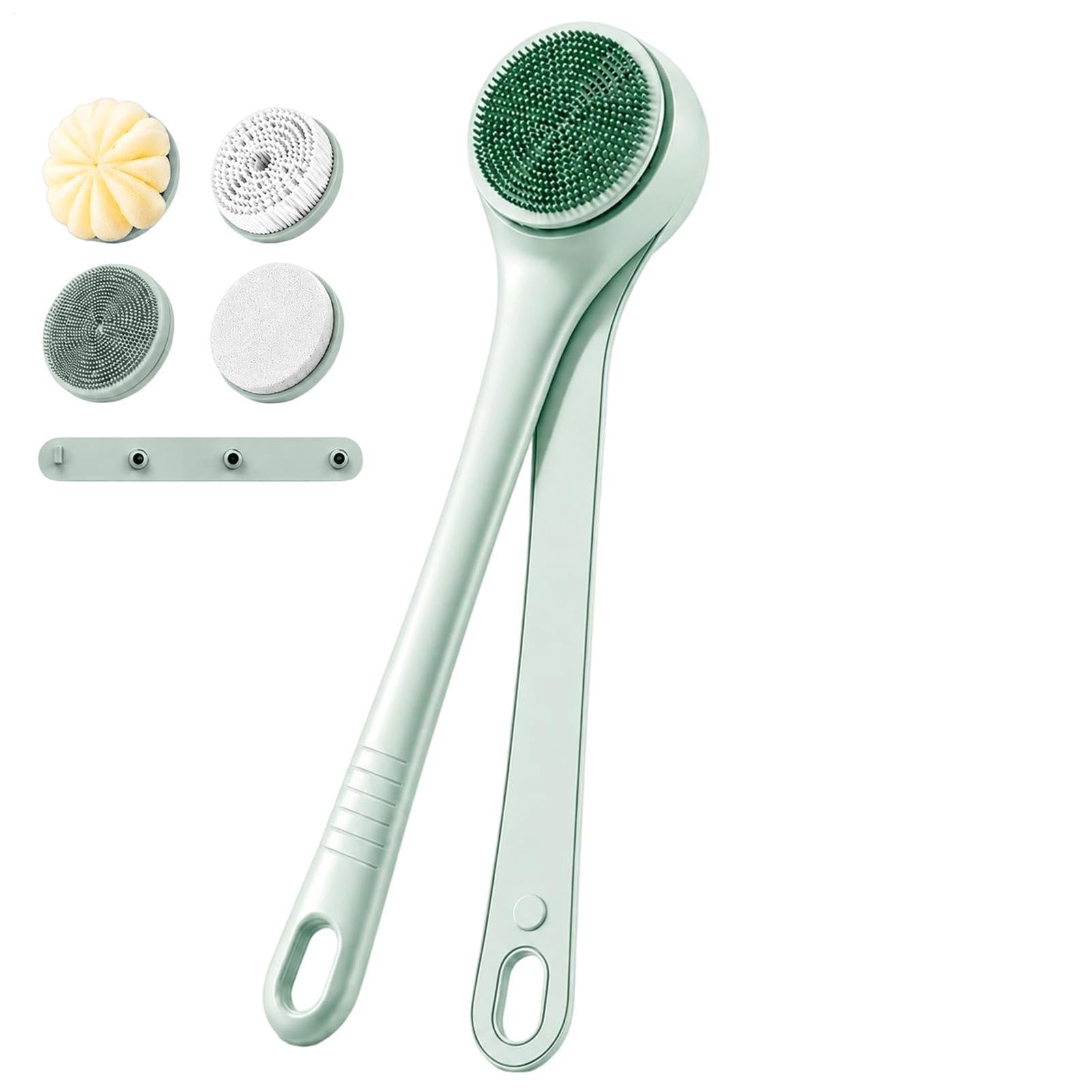 Cepillo Corporal Eléctrico Exfoliante Rotatorio De 2 Velocidades Con 4 | Cepillo Corporal Exfoliante Impermeable con Doble Mango para Cuidar la Piel a Diario en Baño Spa