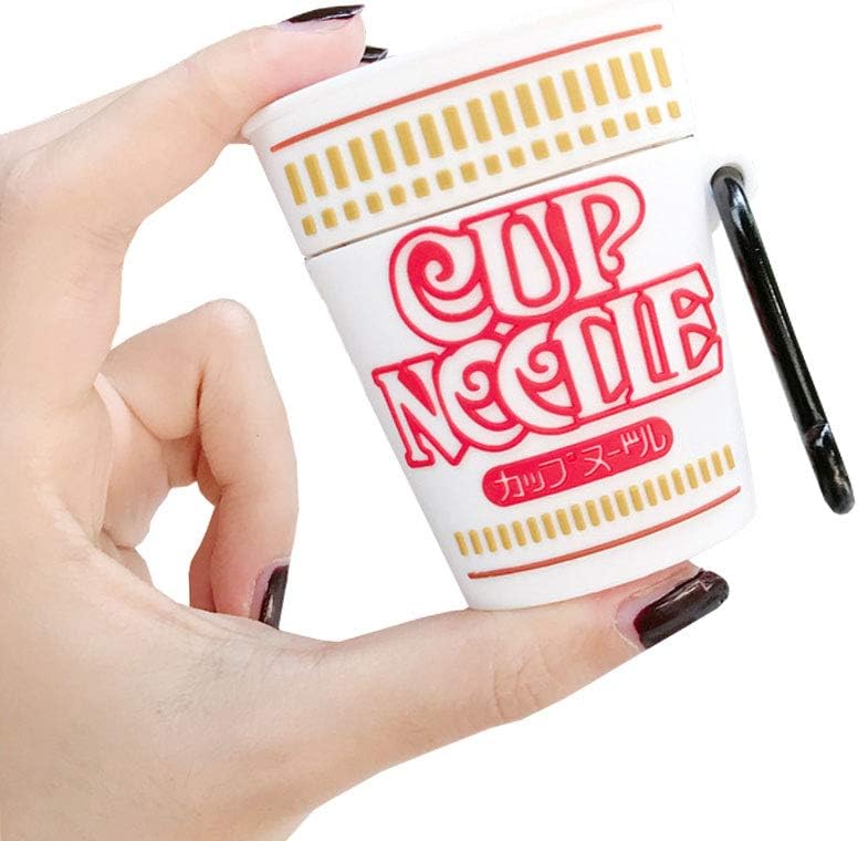 Rertnocnf Compatible with Earbuds Case Airpods 1 & 2, Cute Creative Noodle Cup Design Soft Silicone Shockproof Wireless Earphone Protective Cover
