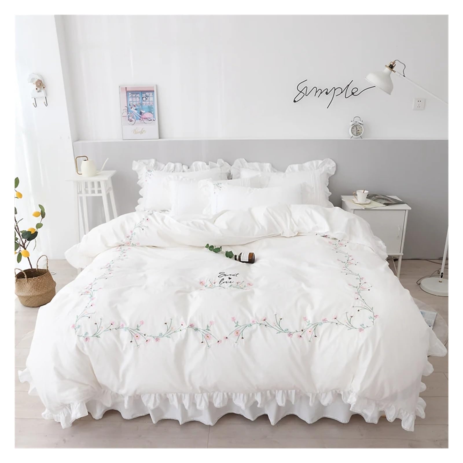 Amazon.com: HARUE Cotton lace Bedding Set White Duvet Cover Amazon.com: HARUE Cotton lace Bedding Set White Duvet Cover