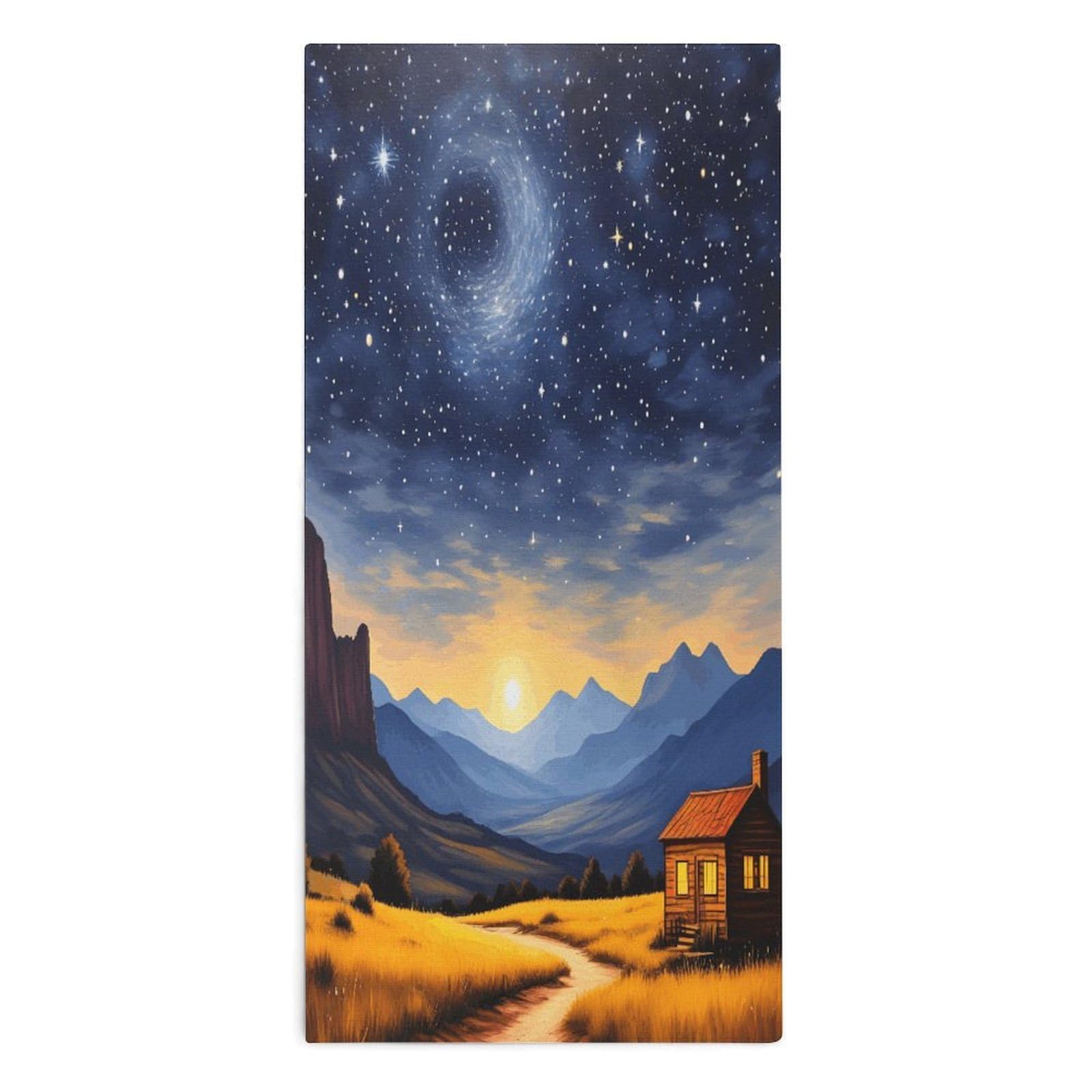 YUXBVKRS Starry Night & Cottage Hand Towels for Bathroom 14x29 Inch