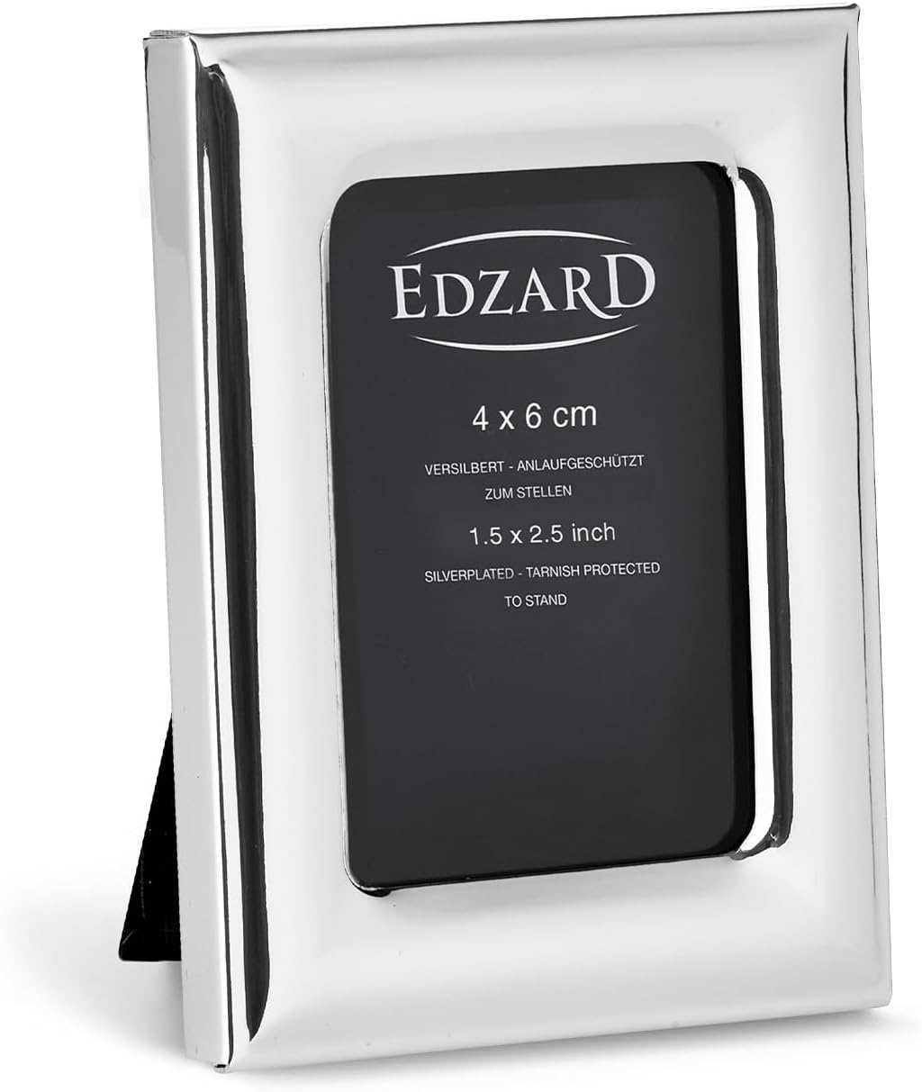 Edzard Photo Frame Adria, 2x3 inch (4x6 cm), Silver Plated Picture Frame, Tarnish Protected