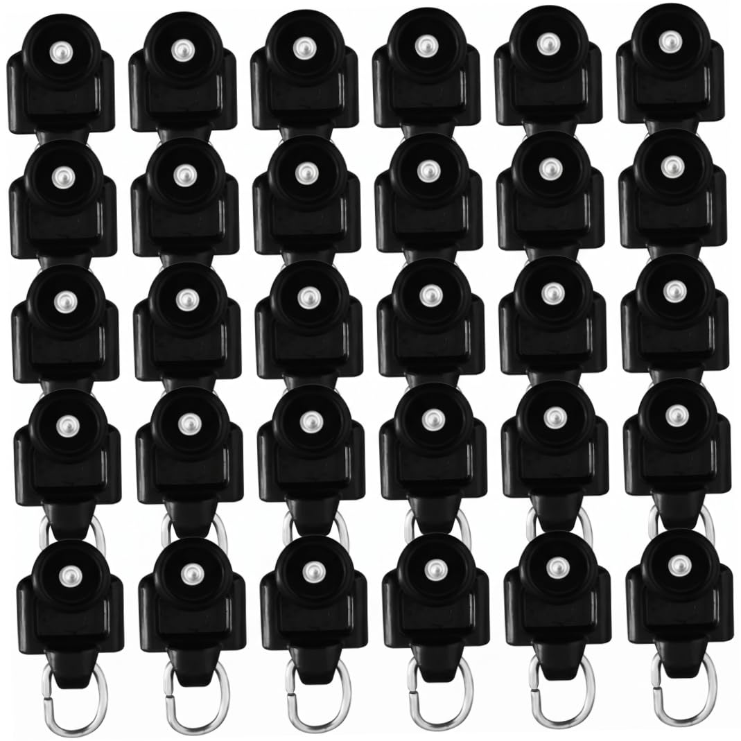 Bemonew Track Rollers 30pcs Curtain Track Rollers And Curtain Hooks - Compatible With Straight & Curved Tracks, Replacement Accessories Black