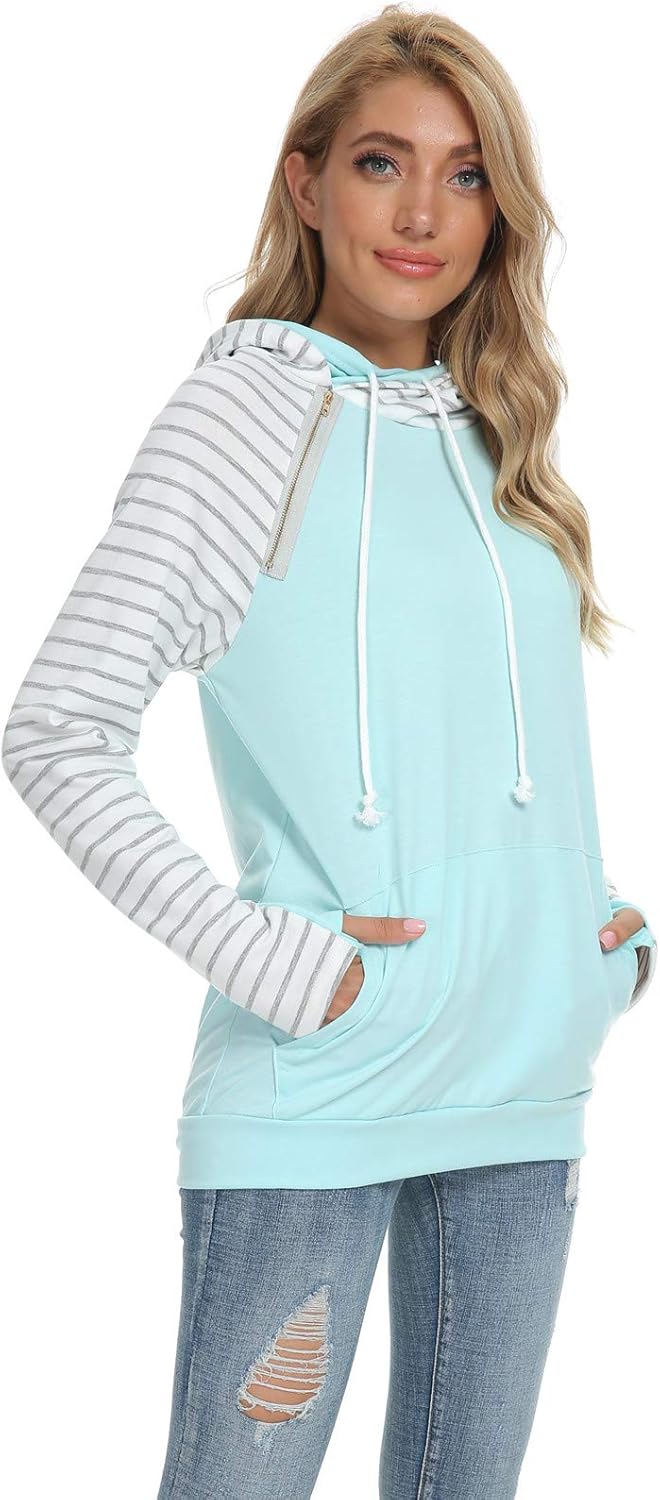 Barlver Women's Casual Hoodies Long Sleeve Sweatshirts Cowl Neck Drawstring Hooded Pullover Top with Pockets - Image 5