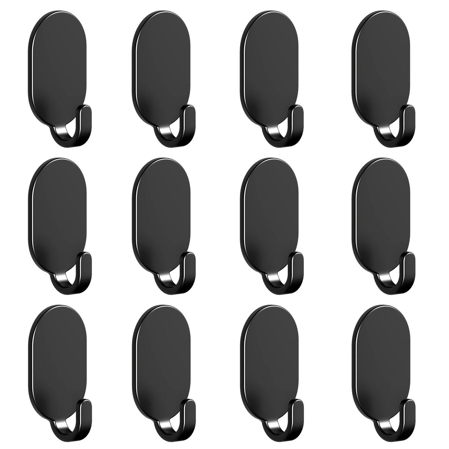 12 Pieces Stainless Steel Hooks, Sticky Wall Hooks, Coat Hooks, Multifunctional Hooks, Waterproof Hooks, Suitable for Bathroom, Kitchen, Living Room