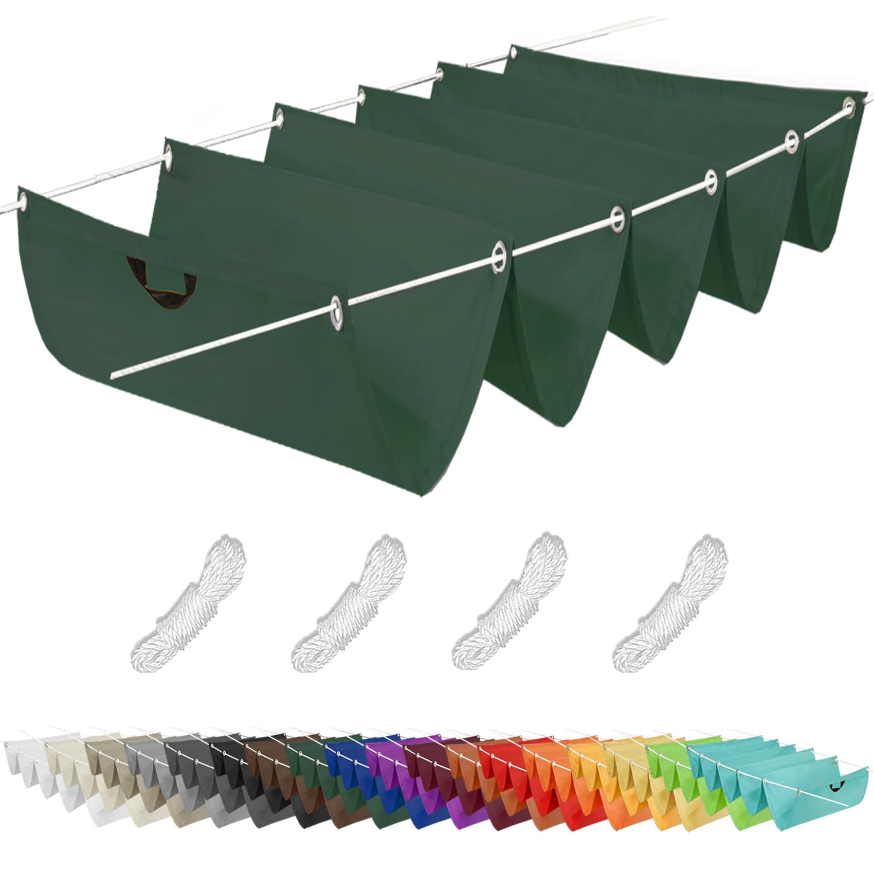 Voile d'ombrage haut de gamme 40x1400 cm vert foncé pour pergola