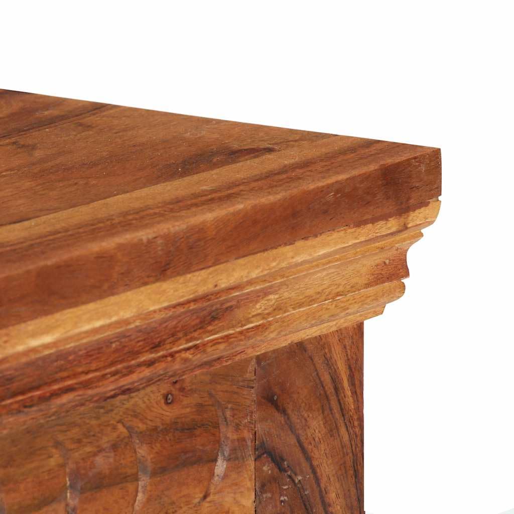 Buffet 63 x 30 x 75 cm en bois d'acacia massif avec 2 portes et 2 tiroirs, buffet rustique, armoire de cuisine étroite, idéale pour le couloir, le salon, commode durable, design intemporel