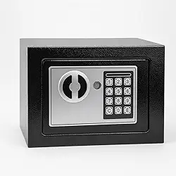 Cofre Digital Eletrônico com Teclado Numérico, Chaves de Segurança, Ideal para Casa, Escritório e Hotel
