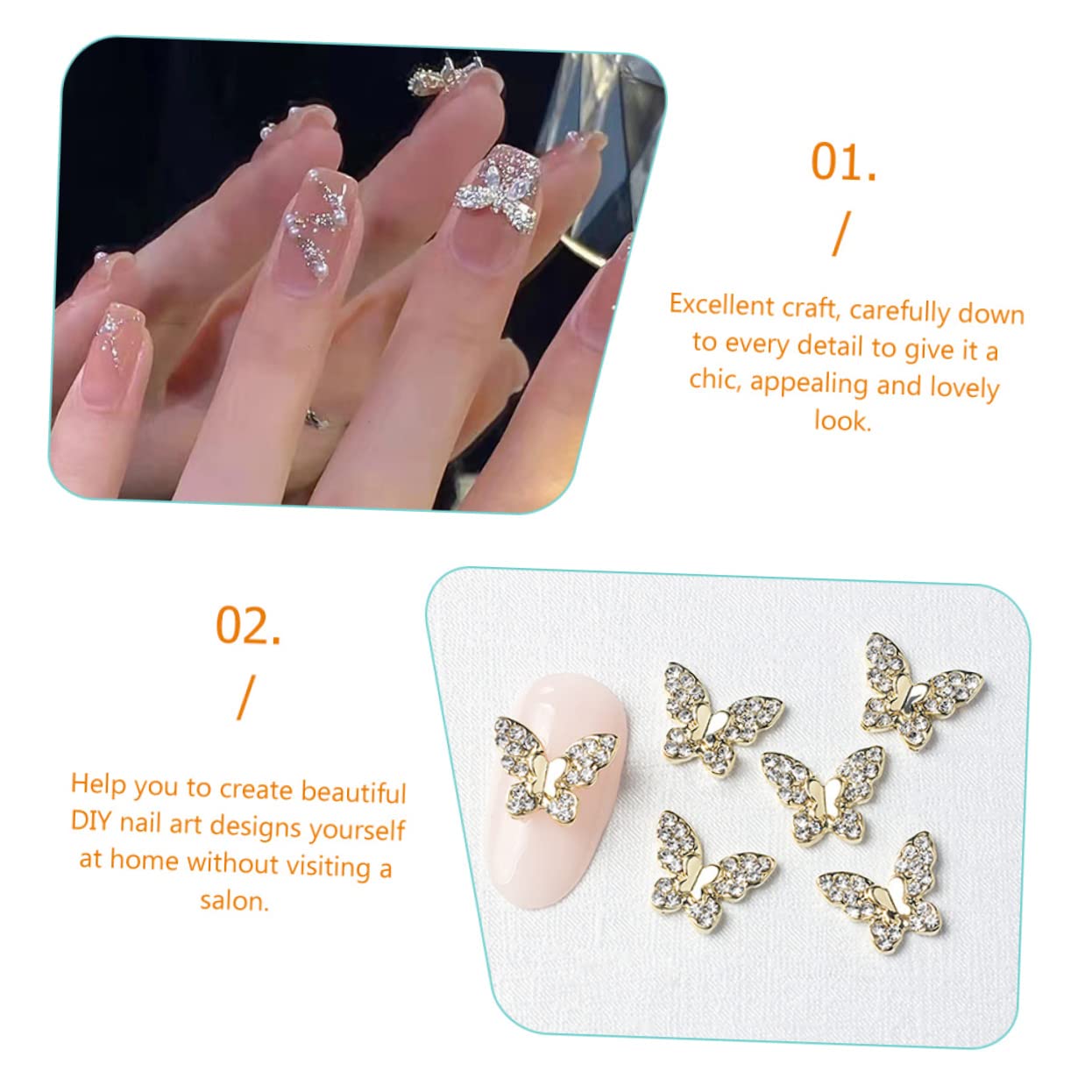 Healeved 88 Piezas Decoración De Uñas De Adornos Metálicos Etiqueta Engomada Del Clavo De Lentejuelas Gemas De Arte De Uñas Manicura Encanto 3d Aleación Tridimensional