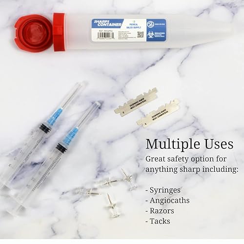 Miniatura 6 de Contenedor portátil de primeros auxilios para objetos punzantes transportable con mecanismo de bloqueo de Medical Sales Supply (Paquete de 5)