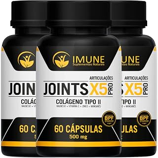 Colágeno Tipo II + Magnésio + Vitamina C + Zinco + Manganês - 3 Potes - Premium
