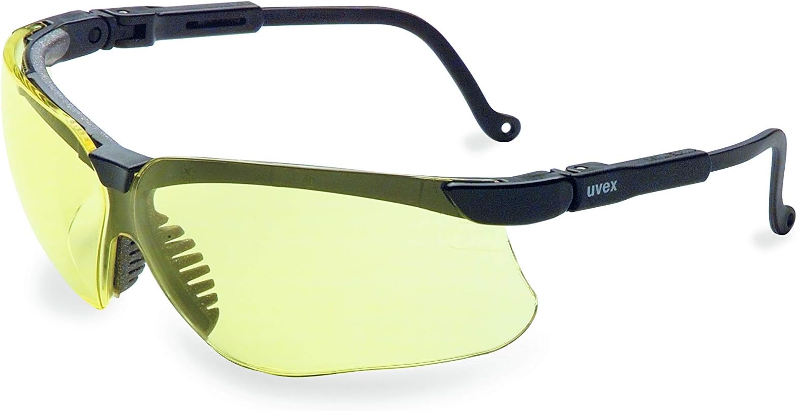 Uvex Genesis Safety Glasses with Uvextreme Anti-Fog Coating, Black Frame