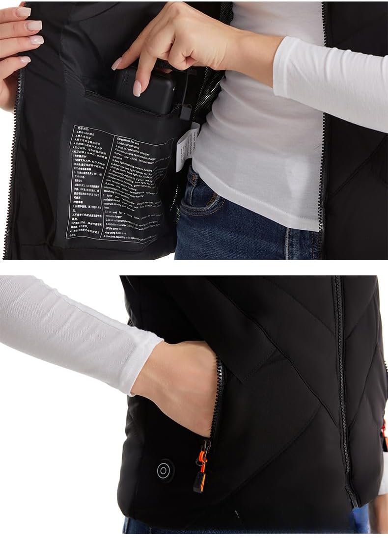 [zimumoda] 電熱ベスト ヒーターベスト レディース 3段階温度調整 USB給電 フード付き 11箇所発熱 急速発熱 冬用