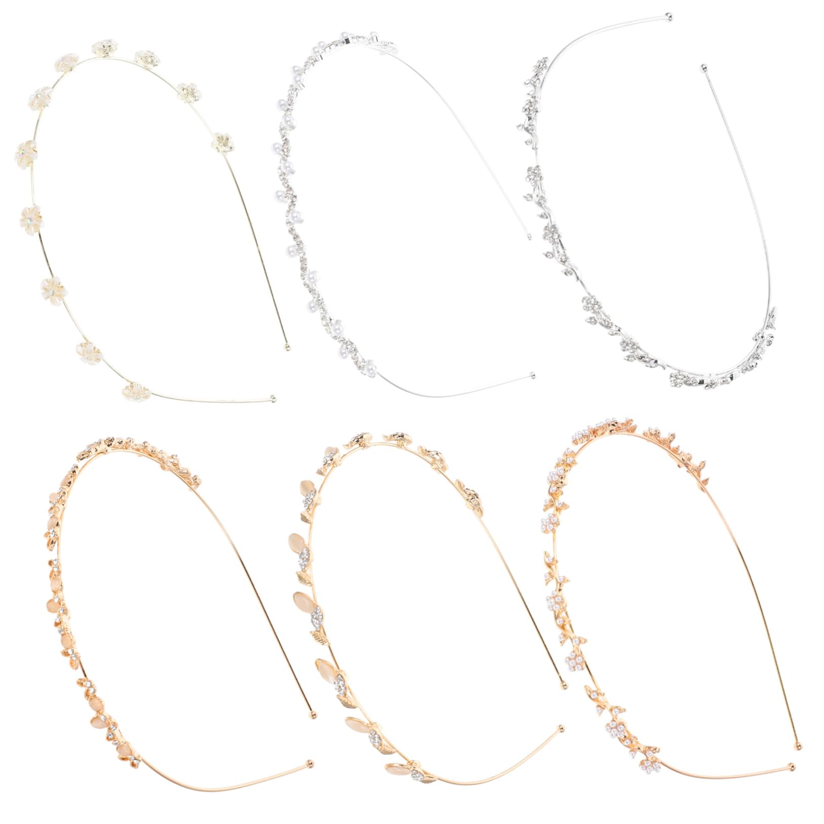 Diadema de Perlas Gemas de Imitación para Novia Elegante | Metal, 6 Piezas, Estilo Sencillo y Chic, para Niñas y Mujeres en Ocasiones Obsequios