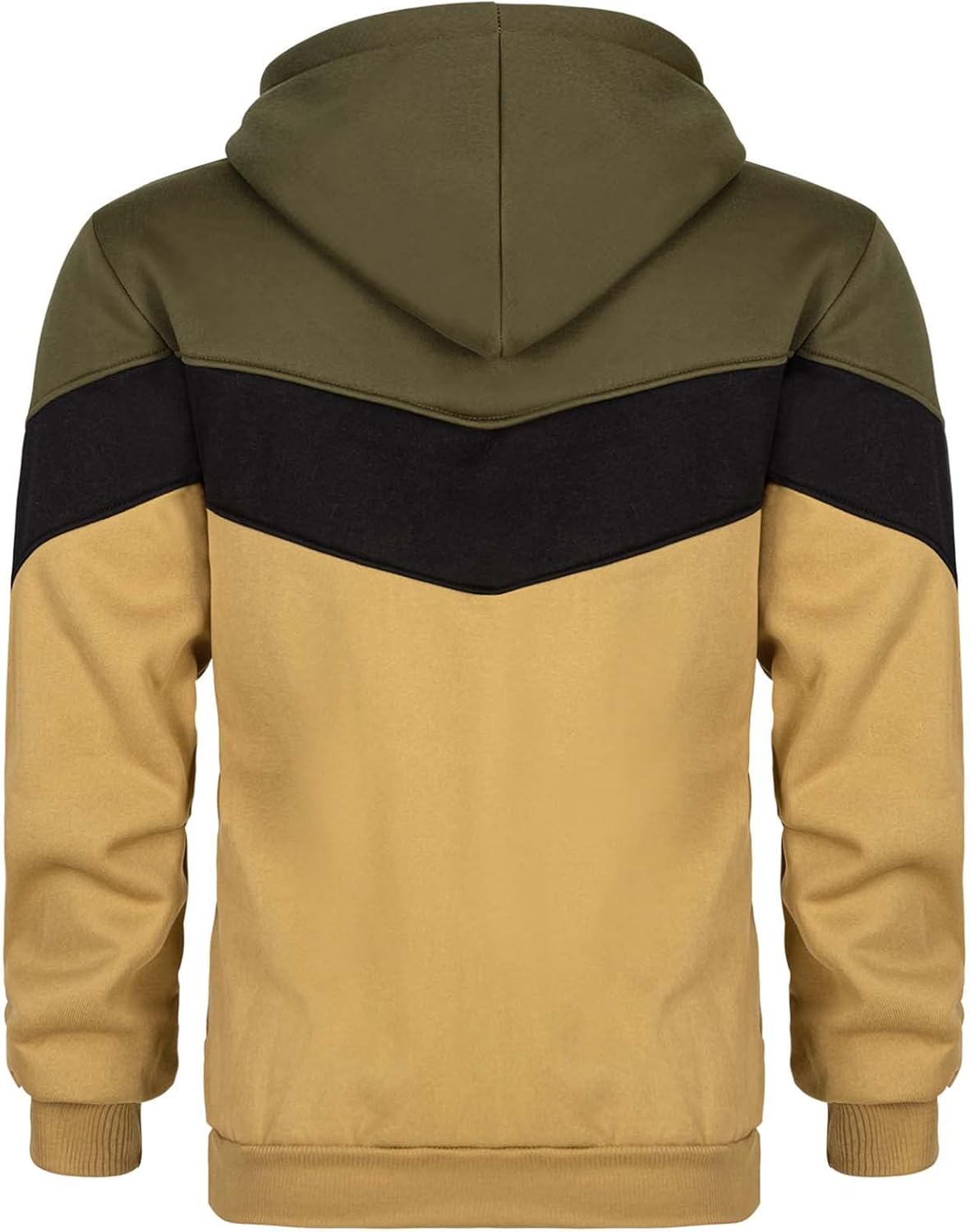 Keasmto Mens Hoodies Pullover Sweatshirt Color Block Fleece Long Sleeve Patchwork Casual Hoodie with Pockets - Image 4