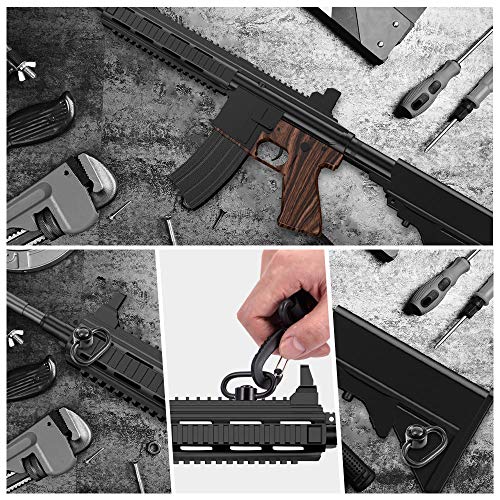 OTraki Waffenhalter QD Swivel Schnell Detach 1.25 Inch QD Airsoft Sling Mount für 20mm Abnehmbare Sling Loop Schnellverschlussriemenbügel für Gewehrriemen Luftgewehr Schraube Holzpfosten, 2 Stücke