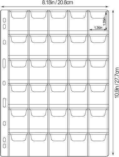 Miniatura 9 de Páginas de monedas de 42 bolsillos para coleccionistas, páginas estándar de colección de monedas de 9 agujeros que se adaptan a la mayoría de