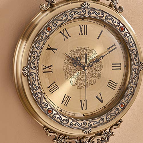 20Inch Metal European Clocks Silent Non-Ticking Wall Clock Living Room Retro Wall Charts Watch Hanging Clock (Color : Bronze, Size : 20Inch) #TOP1