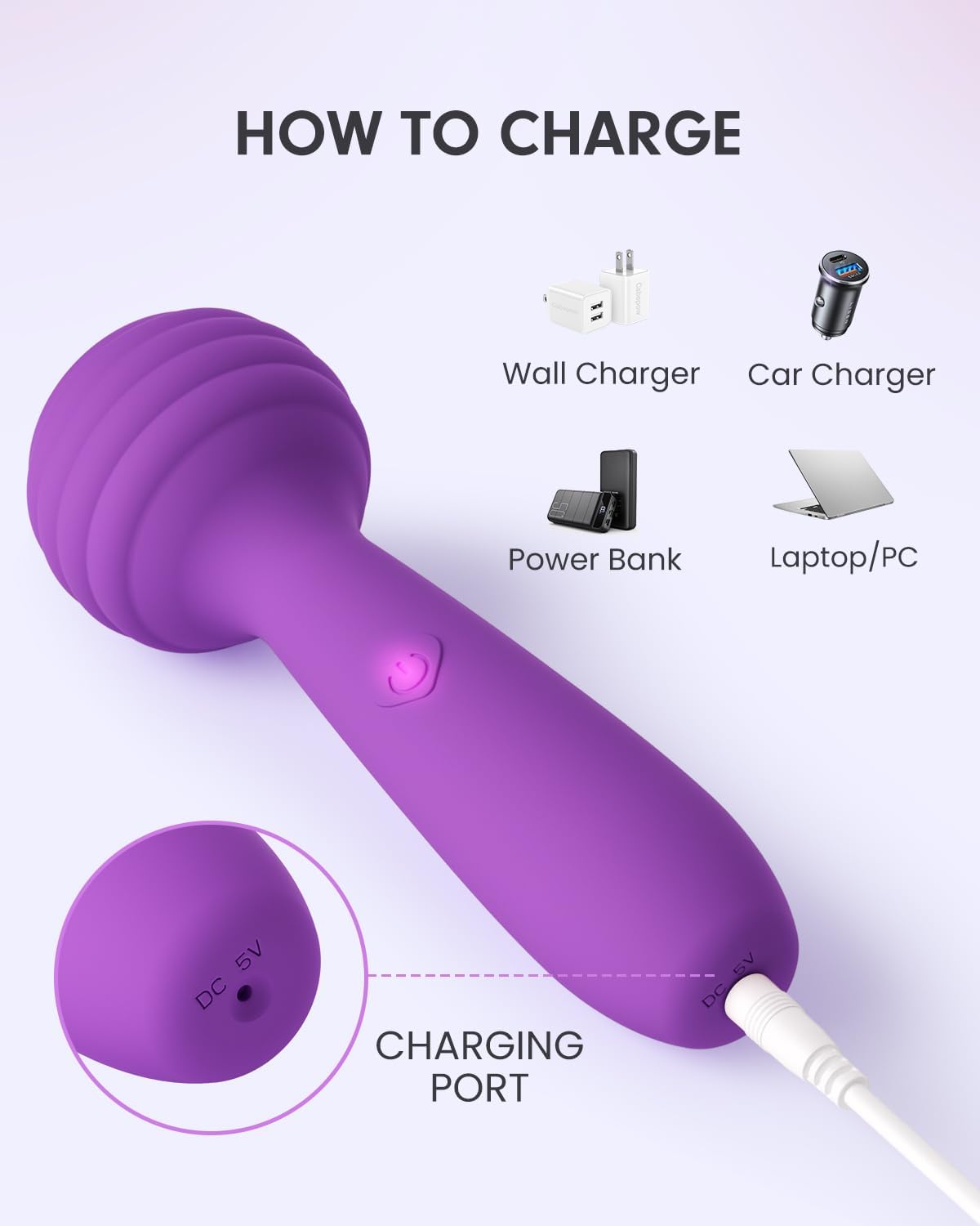 Portable Electric Travel Massager, Pinkmini Powerful Handheld Mini Muscle Massage Tool (Violet) image 3