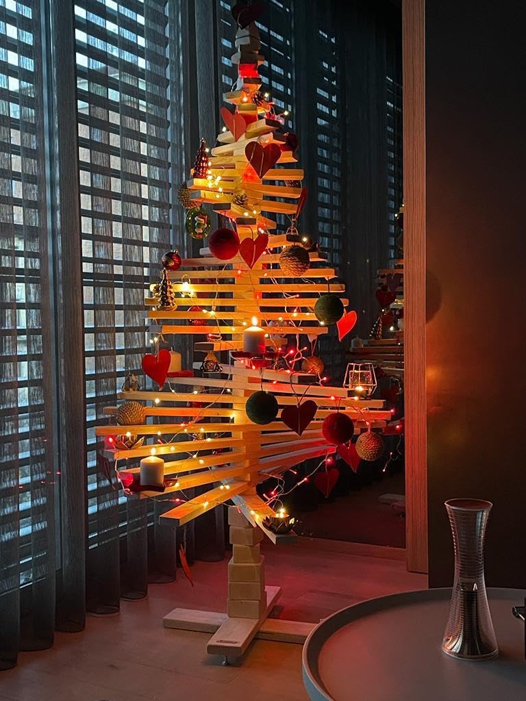 Sapin de Noël en bois naturel, 1,50 m