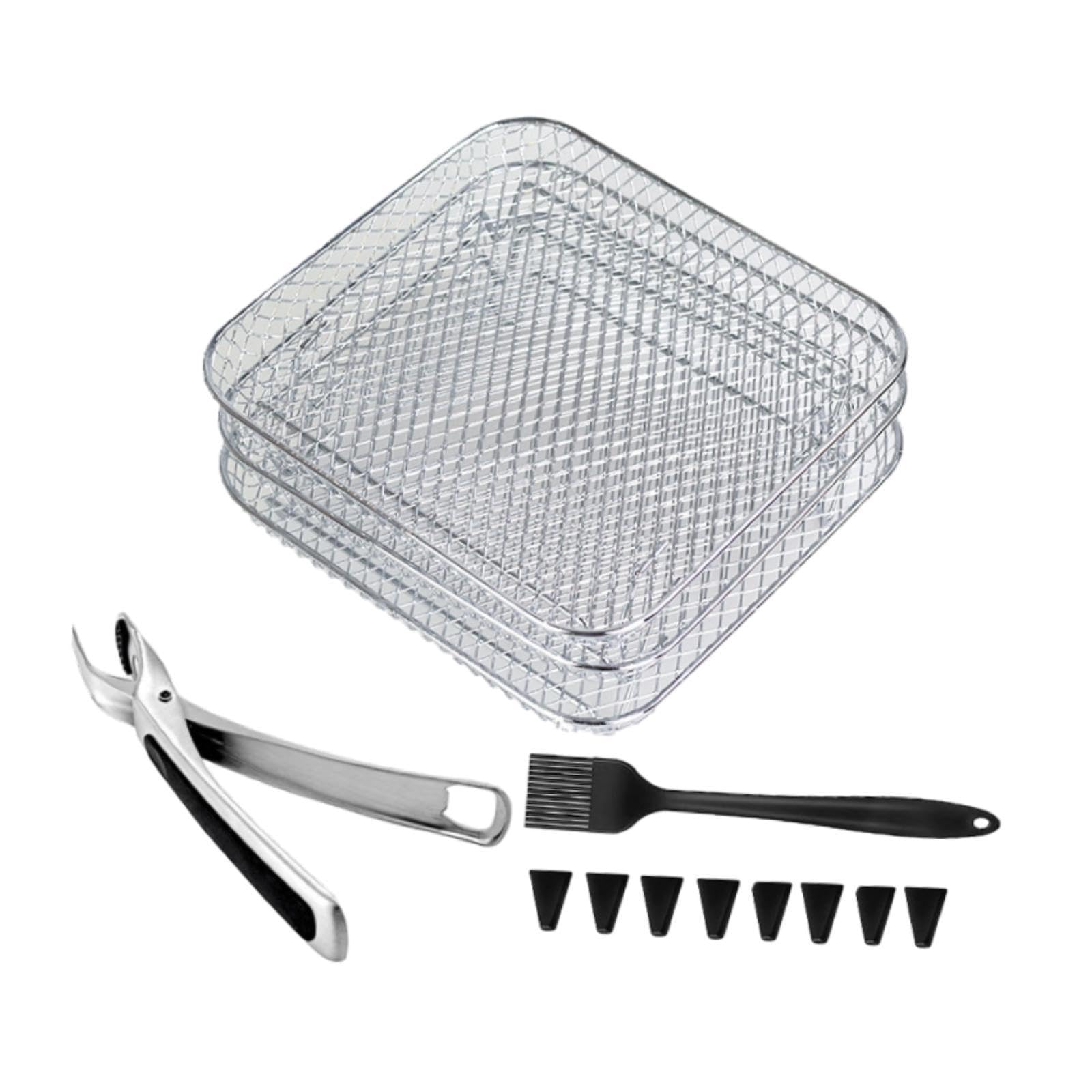 3pcs Air Fryer Racks Layered Multi Layer Nonstick Stackable | Air Fryer Racks Layered Multi Layer Nonstick Stackable Grill Tray square Stainless Steel-image-18
