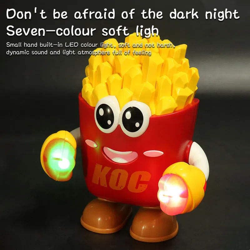 Image of WireScorts Musical Boxing French Fries Dancing Robot Toy with Music & Lights, Interactive Crawling Learning Toy with Voice Repetition for Baby, Red and Yellow