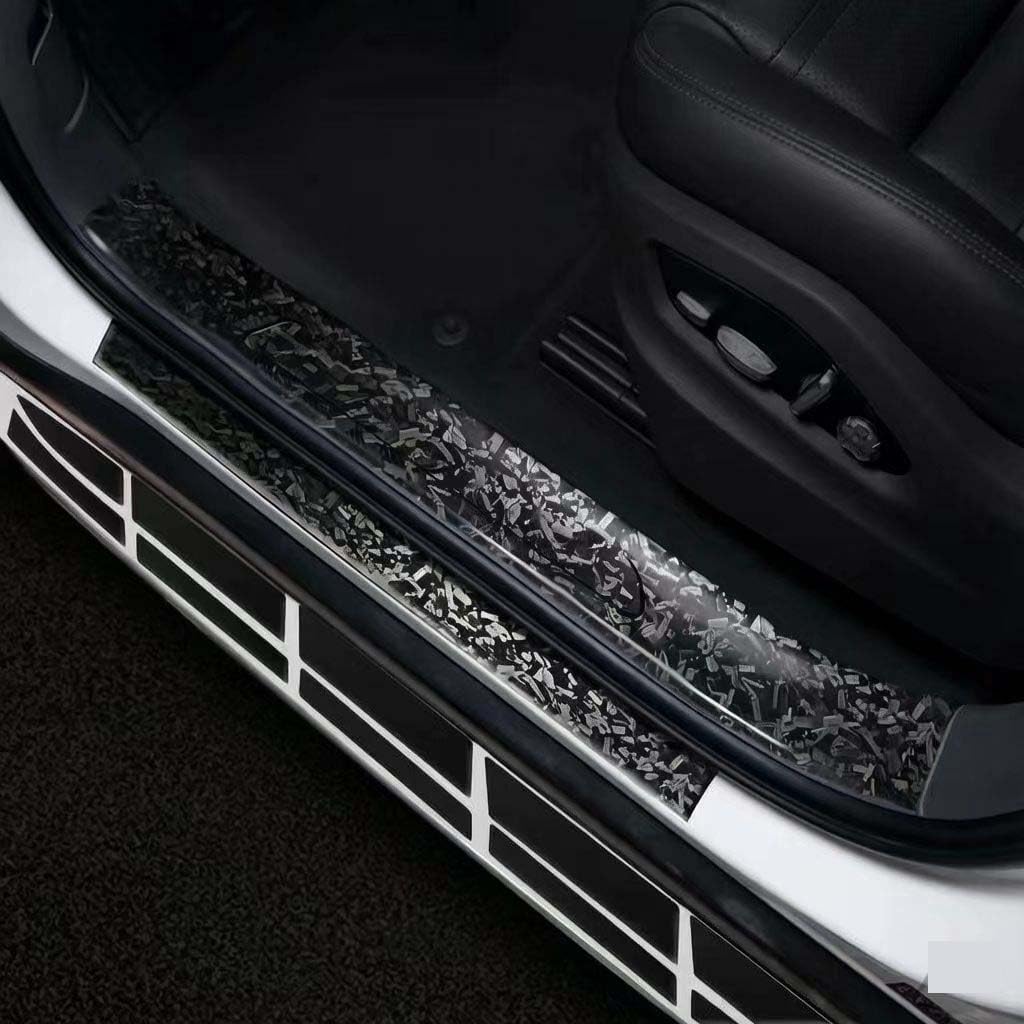 Black Forged Gloss Carbon Fiber Vinyl Wrap Tape, Door Sill Protector， for Auto Interior and Exterior DIY Decoration Vinyl (Black, 2inchx 30ft)