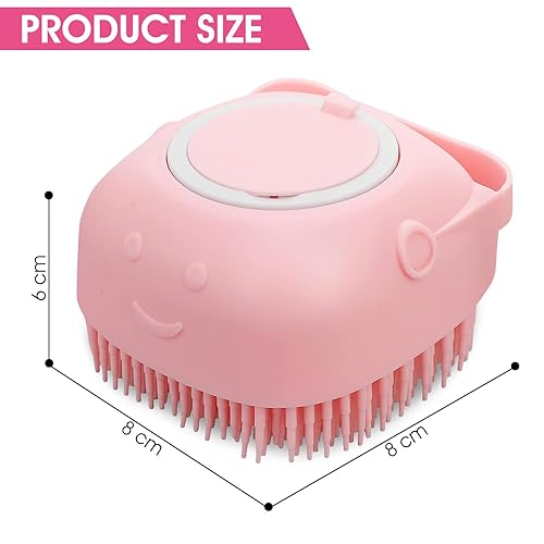 Miniatura 2 de Cepillo para perros con cerdas de silicona suaves para baño de perros, baño de gatos, cepillo de masaje de baño de aseo de mascotas con dispensador