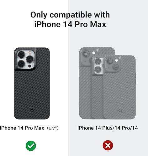 Miniatura 9 de pitaka Funda protectora para iPhone 14 Pro Max, 6.7 pulgadas, grado militar, compatible con MagSafe [MagEZ Case Pro 3] fibra de aramida 1500D,