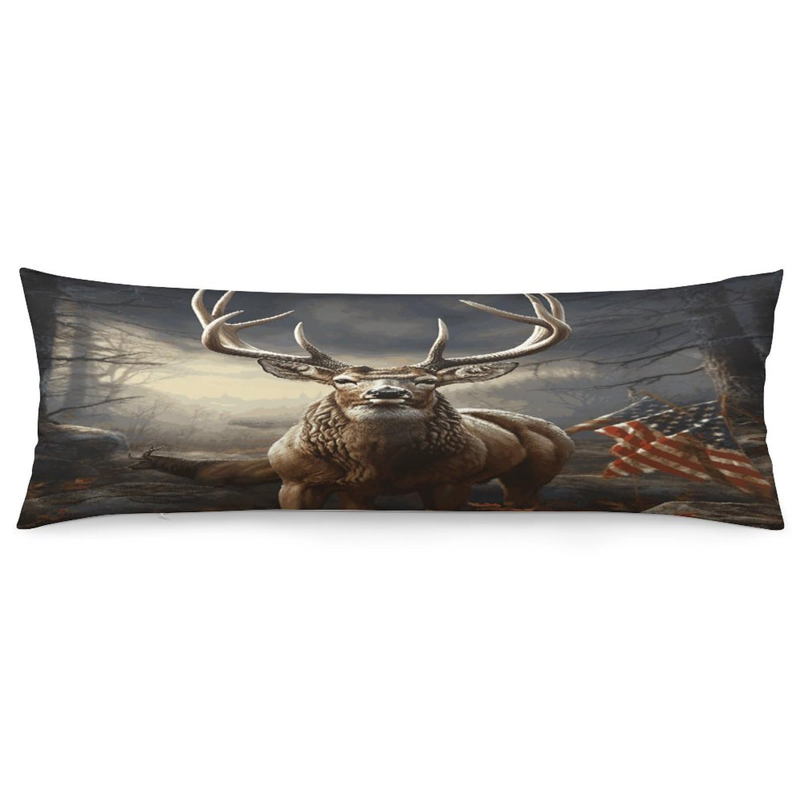 Deer Hunting Season Pillowcase Long Body Pillow Cover Soft Decorative Body Pillow Case Breathable Large Pillowcase Cute Cozy Pillow Protector for Bed Sofa Couch Room 18.9 X 53 Inch