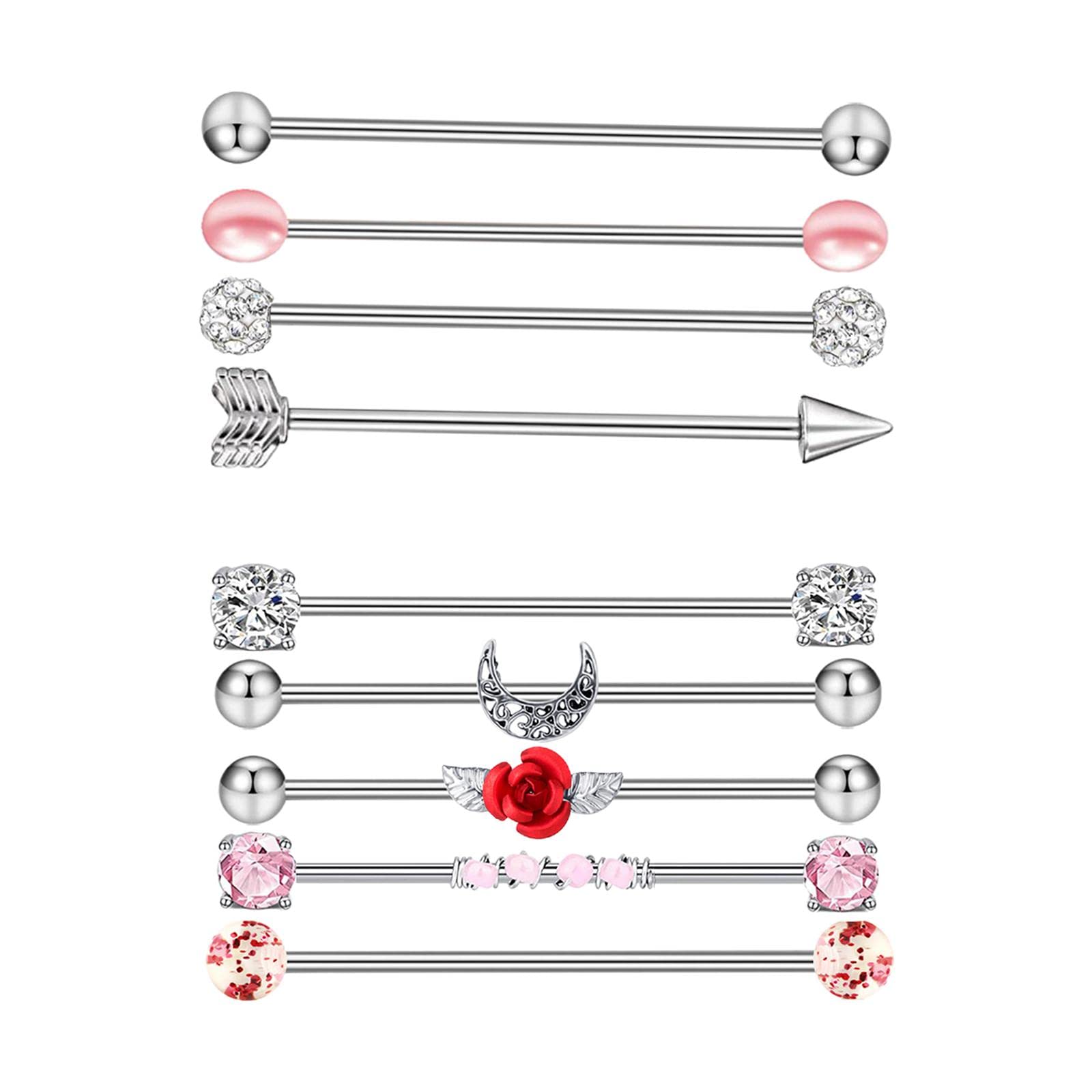 styleheaven 9pcs Surgical Stainless Steel Industrial Barbell Body Piercing Jewelry |Jewelry & Watches | Fashion Jewelry | Body Jewelry | Body Piercing Jewelry-picture-36