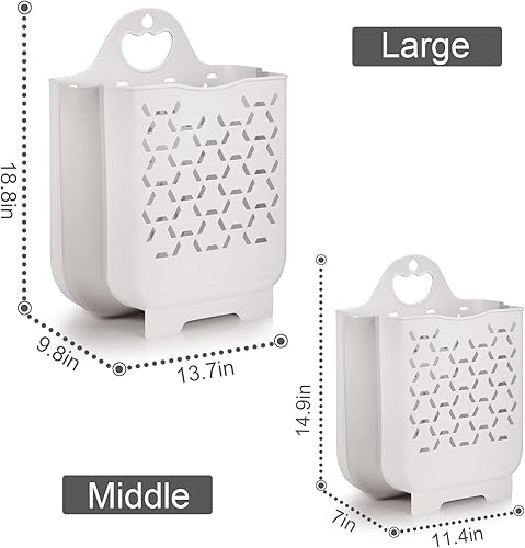 Miniatura 7 de Cesta de lavandería plegable, 2 paquetes de cestas de ropa sucia portátil para ropa sucia, cestas de ahorro inteligente de espacio para lavandería,