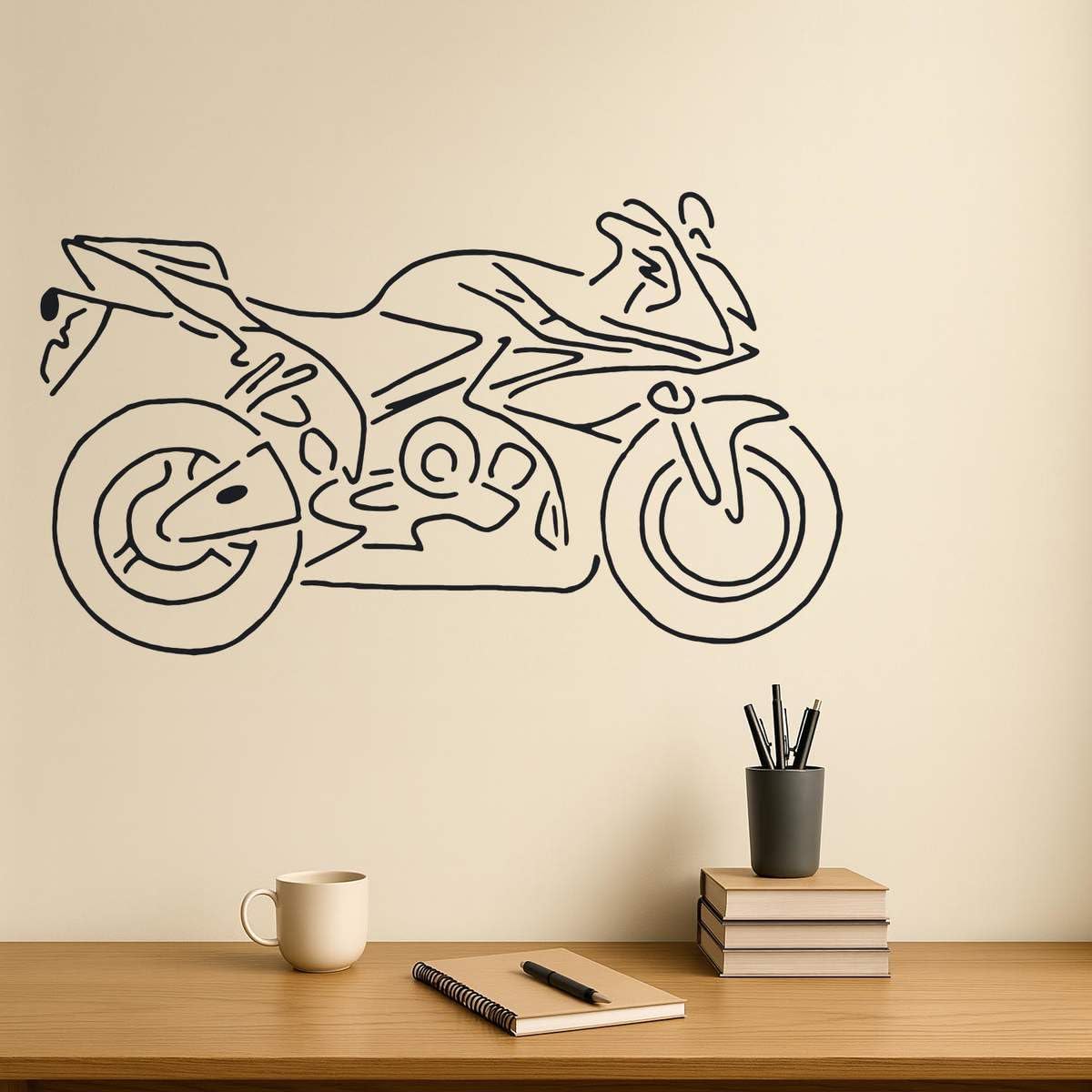 Azeeda 'Motorbike' Reusable Stencil – Durable Decorative Template for Painting and Spraying on Walls, Tiles, Wood, Fabric & Craft Projects - XXL (A2) (WS00035633)