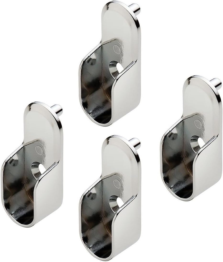 Oval Closet Rod End Supports w/Rear Facing 5mm Pins - 15mm x 30mm - Polished Chrome Finish - Set of 4
