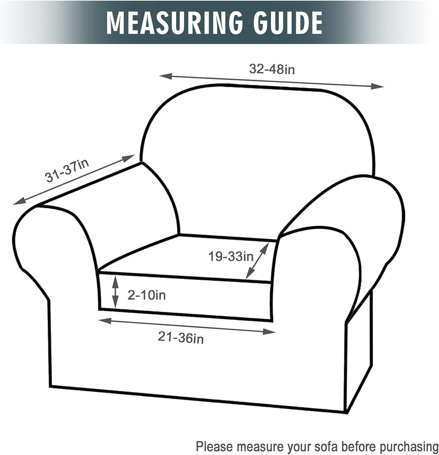 TOPCHANCES Stretch Armchair Covers for Chairs Slipcovers for Living Room, 2 Pieces Armchair Covers with Individual Cushion Cover for Armchair Covers Slipcovers (Light Blue)