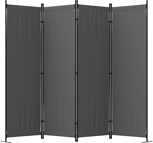 GOJOOASIS 4 paneles divisores de habitación plegable pantalla de privacidad para decoración de dormitorio en casa y oficina (gris)