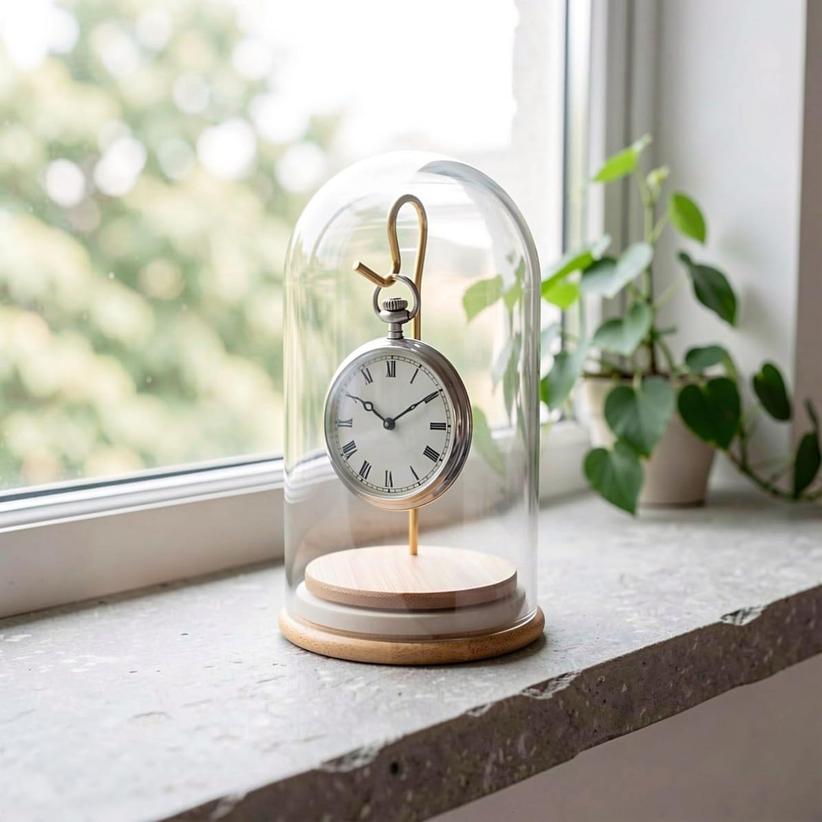 Toddmomy Small Glass Dome Display Case with Base for Pocket Watch