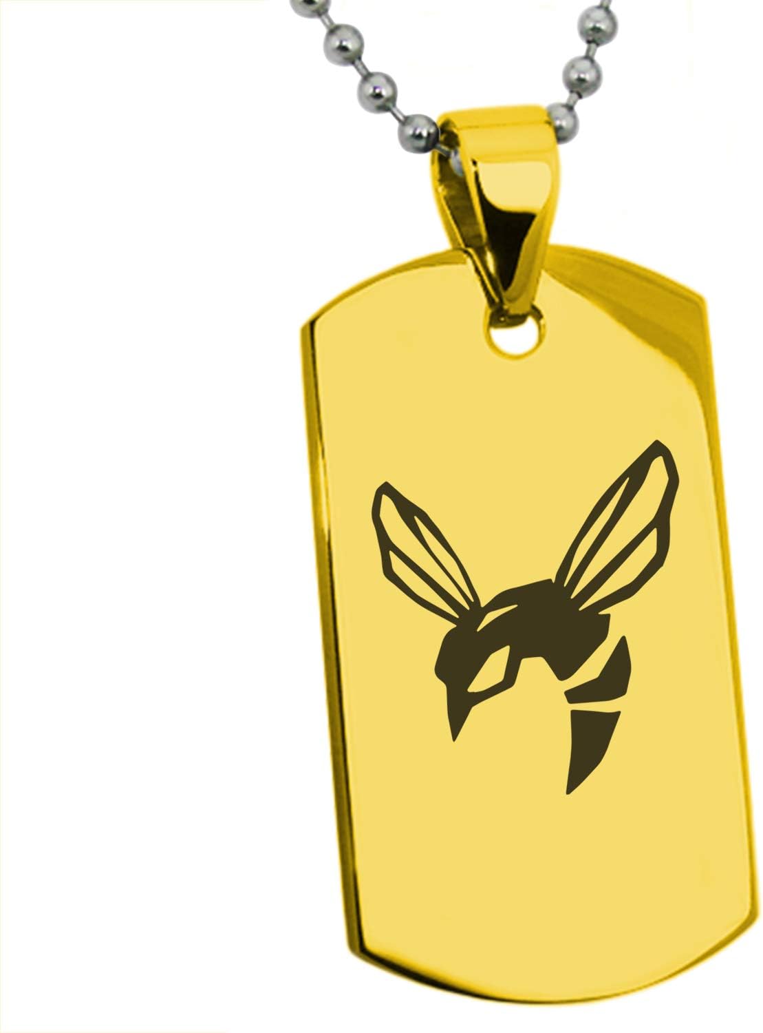 Stainless Steel Hornet Dog Tag Pendant Necklace