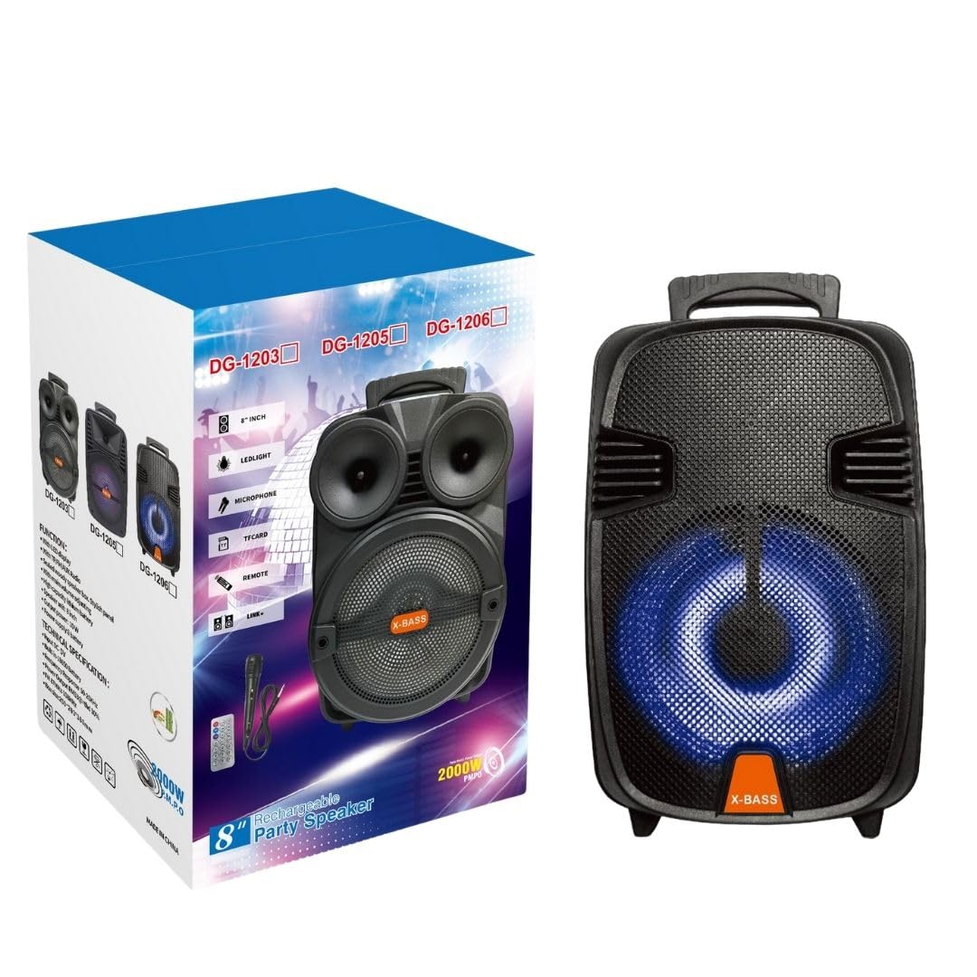 Max Star - Alltavoz Karaoke con Microfono - para Adultos y niños, con Mando Distancia, Bluetooth, USB, Radio FM, Display, Micro SD TF, Bateria Recargable con Pantalla LED DG1203.5.6