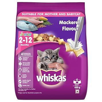 Whiskas Kitten (2-12 Months) Dry Cat Food, Mackerel Flavour, 3 Kg Pack