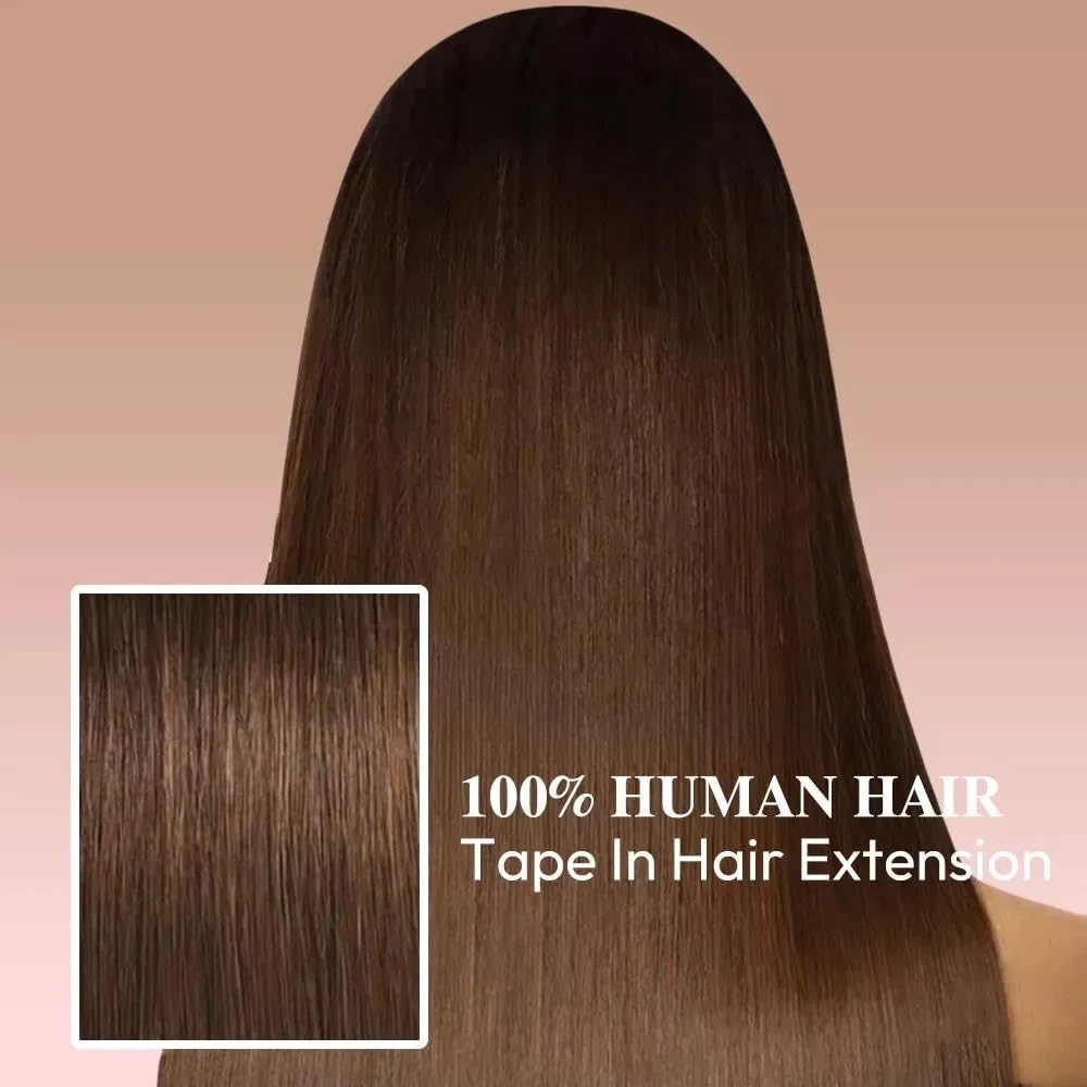Cinta de 20 piezas con brillo total en extensiones de cabello humano Remy, pelos de trama de piel invisibles sin costuras, pelo brasileño de longitud adicional(Red,20 inch)