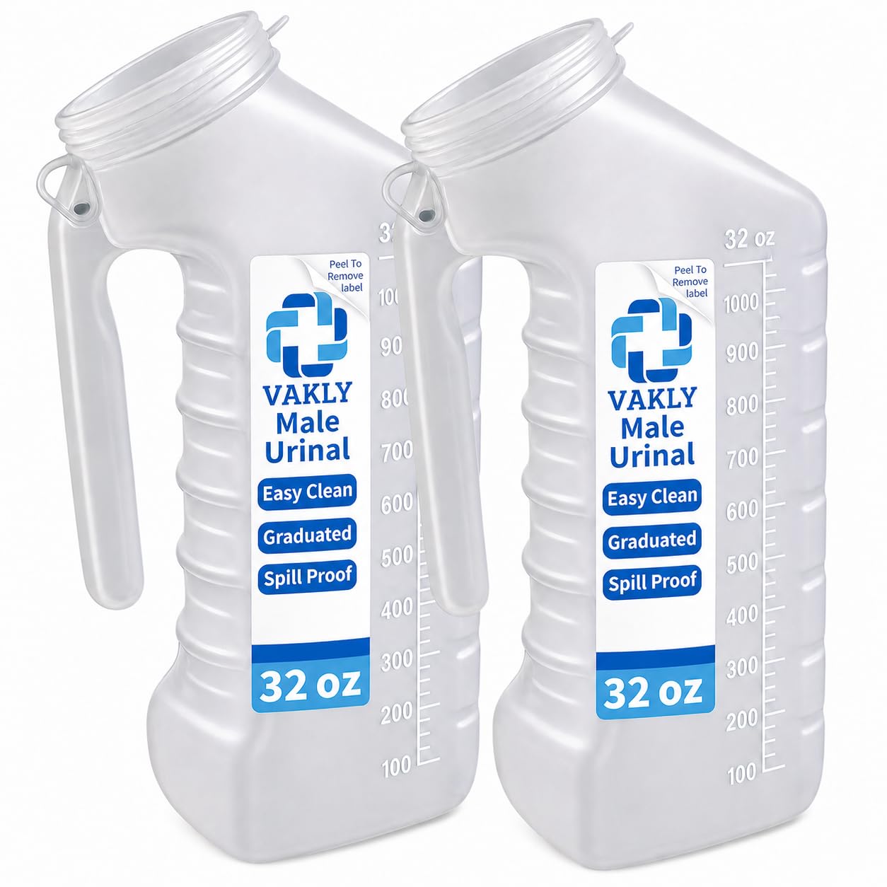 Orinario masculino con cubierta que brilla en la oscuridad [32 onzas, paquete de 2] botellas portátiles para orina para hombres usadas para hospitales, incontinencia, emergencia y viajes (2)
