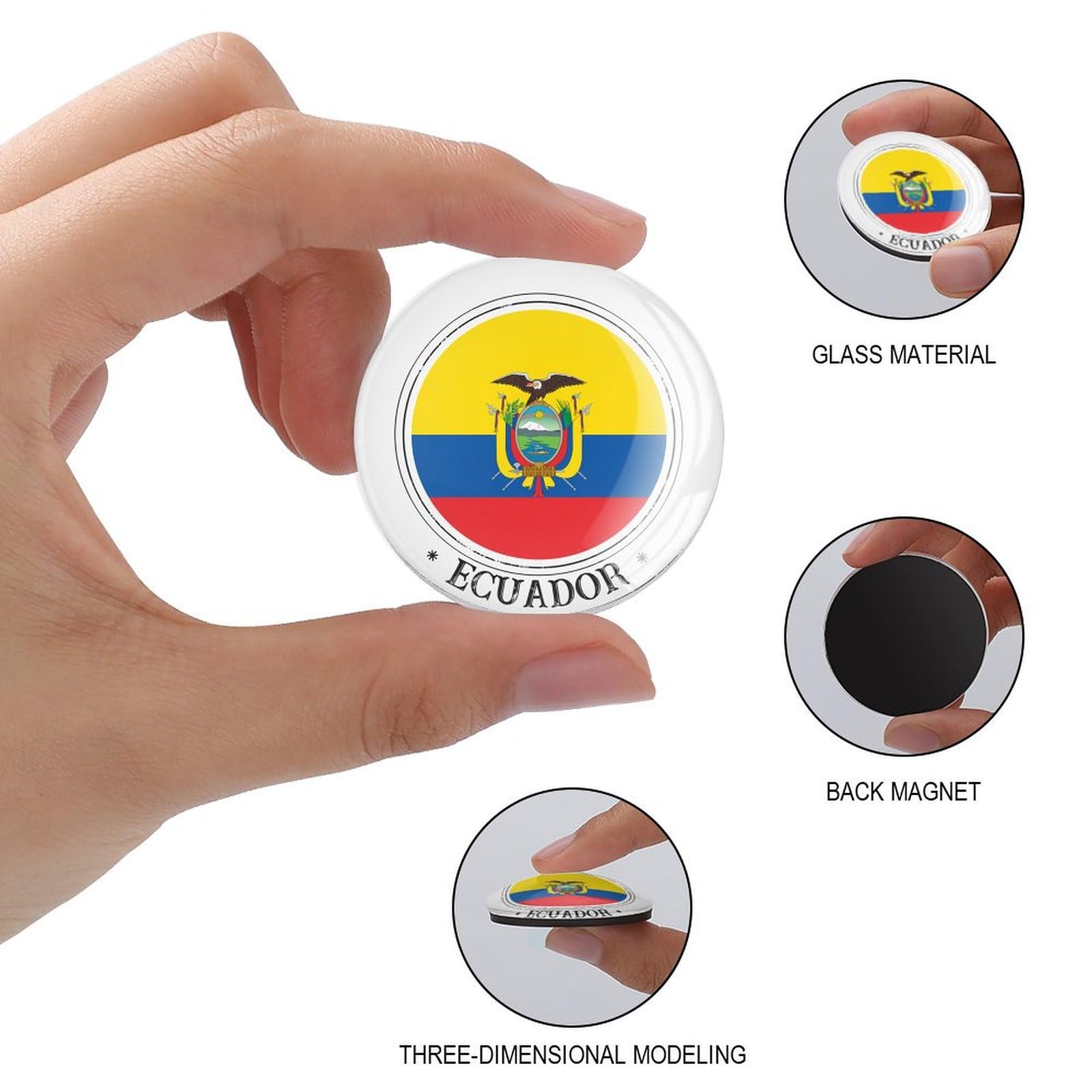 Ecuador Flagge Kühlschrankmagnete Magnetisches Whiteboard für Kühlschrank Nationalflaggen Glas Starke Magnete Kühlschrankmagnete für Whiteboard Klassenzimmer Büro Küche 4 Stück