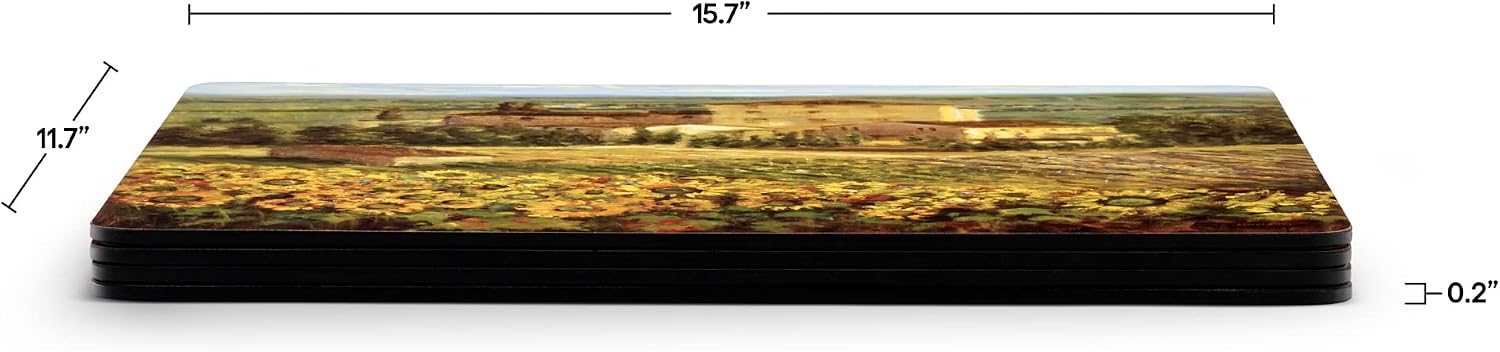 Pimpernel Tuscany Collection Placemats | Set of 4 | Heat Resistant Mats | Cork-Backed Board | Hard Placemat Set for Dining Table | Measures 15.7” x 11.7” Multicolor