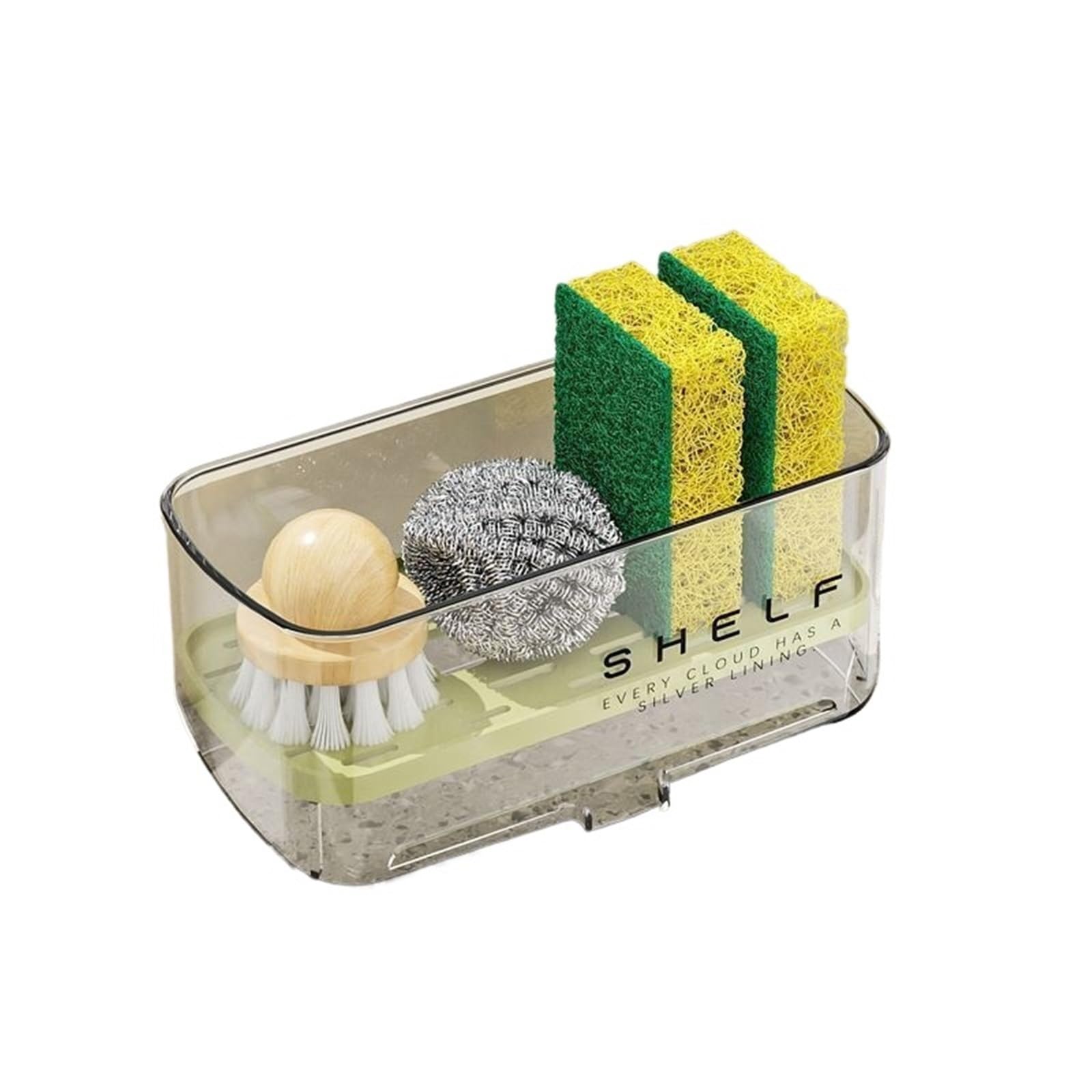 DSFVERVD Drain rack Countertop Drain Rack Large-Capacity Clear Plastic Kitchen Organizer,Ventilated Sink Shelf for Sponges,Soaps & Cleaning Supplies(Green)