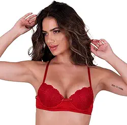 Sutiã com Bojo Básico Detalhe Renda Alça Fina Carine