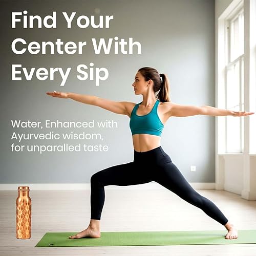 Miniatura 17 de Botella de cobre llana Ayurvédica Botella de agua deportiva Fitness Yoga a prueba de fugas - 1000ML Botella llana de cobre 1Ltr,Botella de diseño