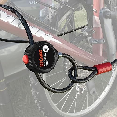 Miniatura 3 de CURT 23666 Candado de cable para bicicleta de 6 pies VINILO NEGRO