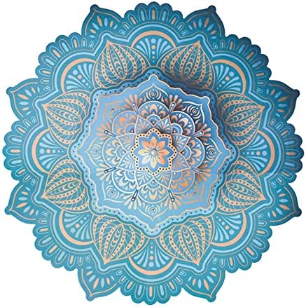 Pinenjoy Large Mandala Wall Decal Blue Lotus Flower Wall Sticker Removable Indian Namaste Vinyl Wall Art Mural 18.5x18.5inch for Yoga Meditation Living Room Bedroom TV Sofa Background Decors