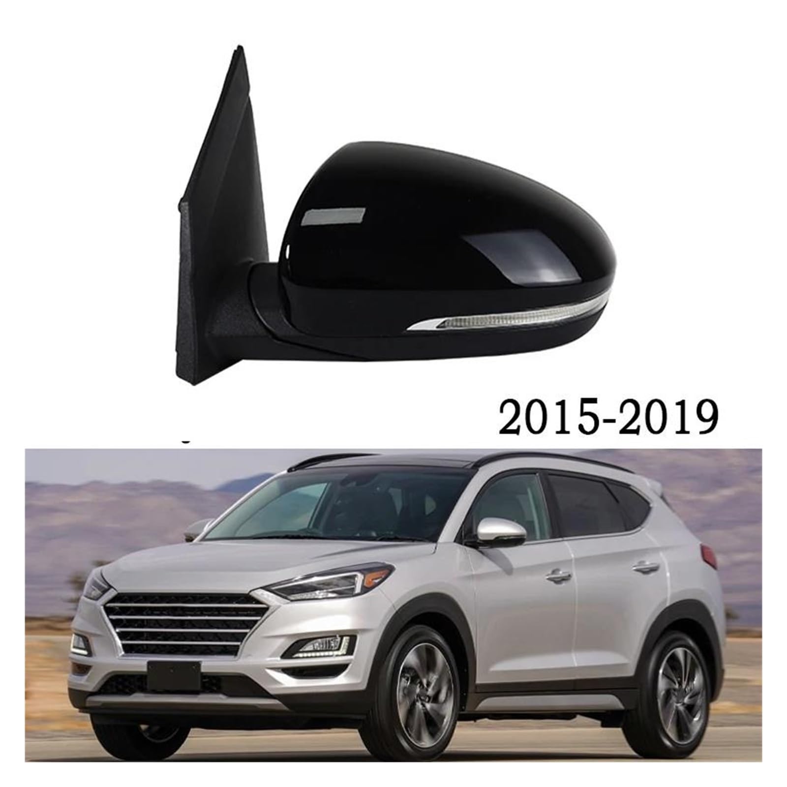 Retrovisor derecho Espejo retrovisor lateral para Hyundai para Tucson 2015-2019, conjunto spejo retrovisor eléctrico plegable Retrovisor exterior(5Wire R4)