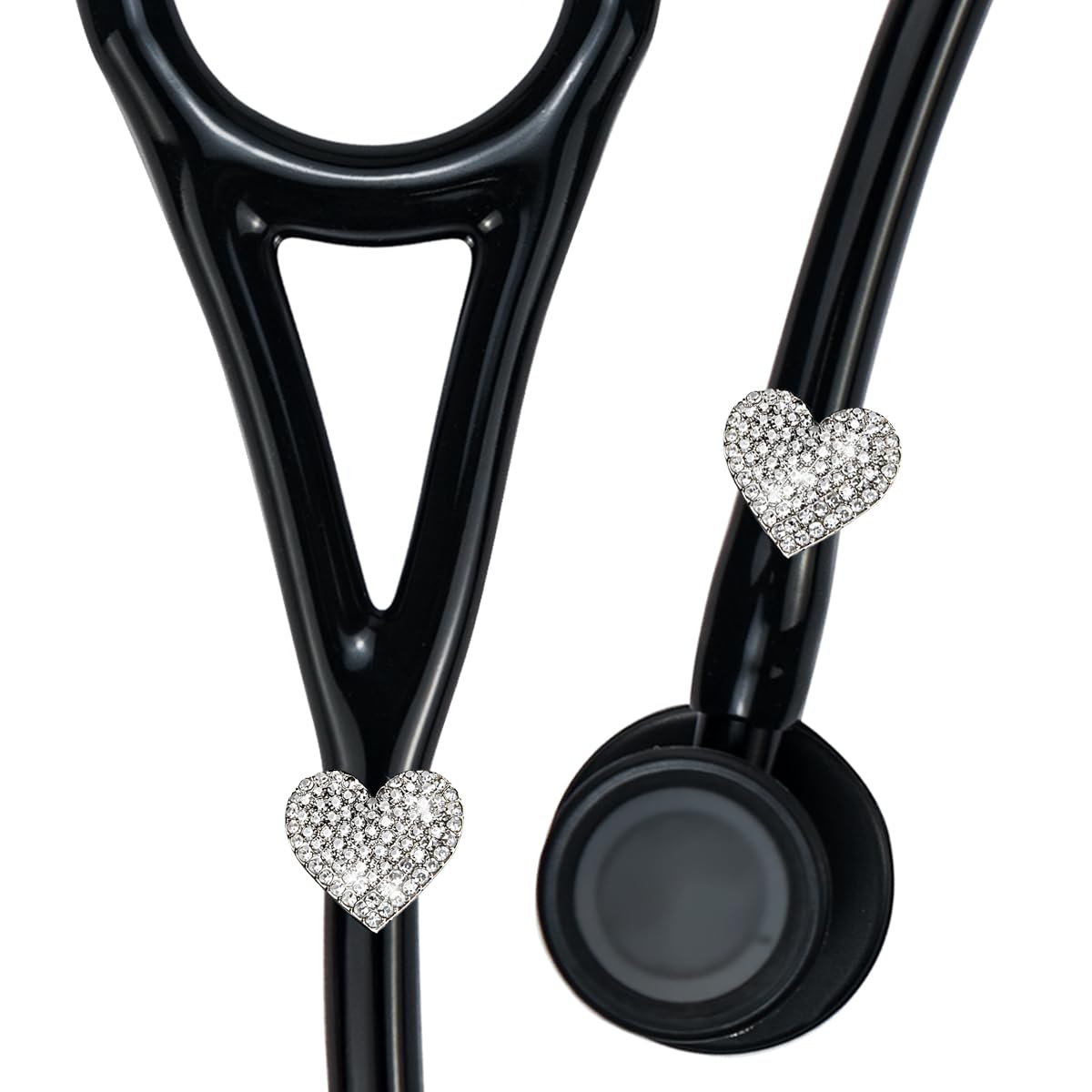 Paquete de 2 dijes de estetoscopio con corazón de chispa, dije de estetoscopio personalizado, dije de estetoscopio de enfermera, plateado para Littman y más (plateado)